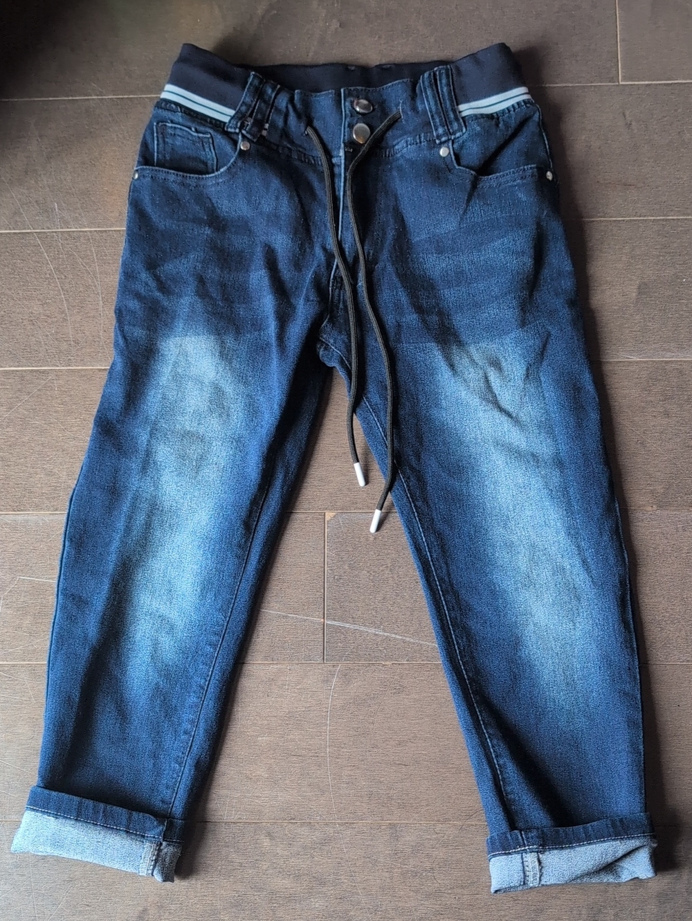 Men's Dark Blue Washed Denim Jogger Jeans